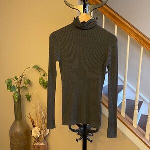Vince Lightweight Skinny Ribbed Turtleneck Heather Carbon Sweater Size Small